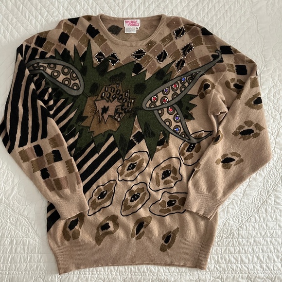 Vivien Forest Women’s Wool Beaded Sweater Medium 80s Vintage - Picture 10 of 10